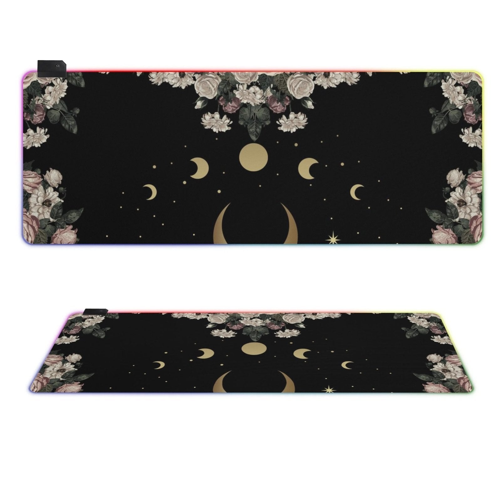 Rose Moon Witchy Style RGB Mouse Pad - Waterproof & Easy to Clean for Gamers - sense forest