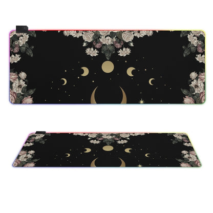 Rose Moon Witchy Style RGB Mouse Pad - Waterproof & Easy to Clean for Gamers - sense forest