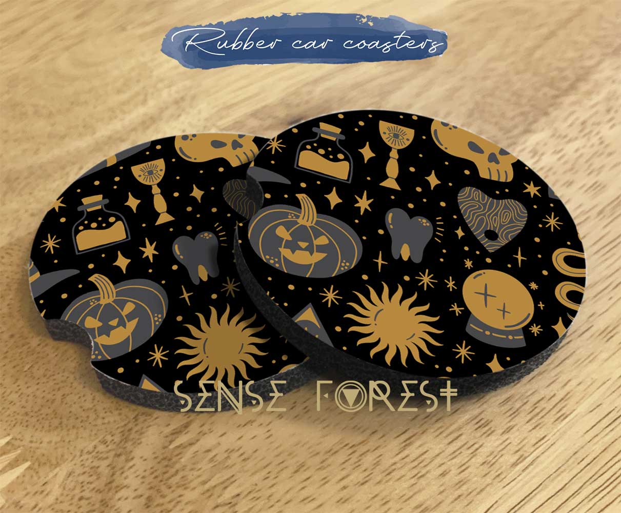 Halloween Spooky ghost Car Seat Cover Set, Kawaii Goth Car accessories