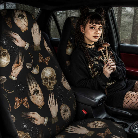 Skull Mushroom Witchcraft Car Seat Cover Set - sense forest