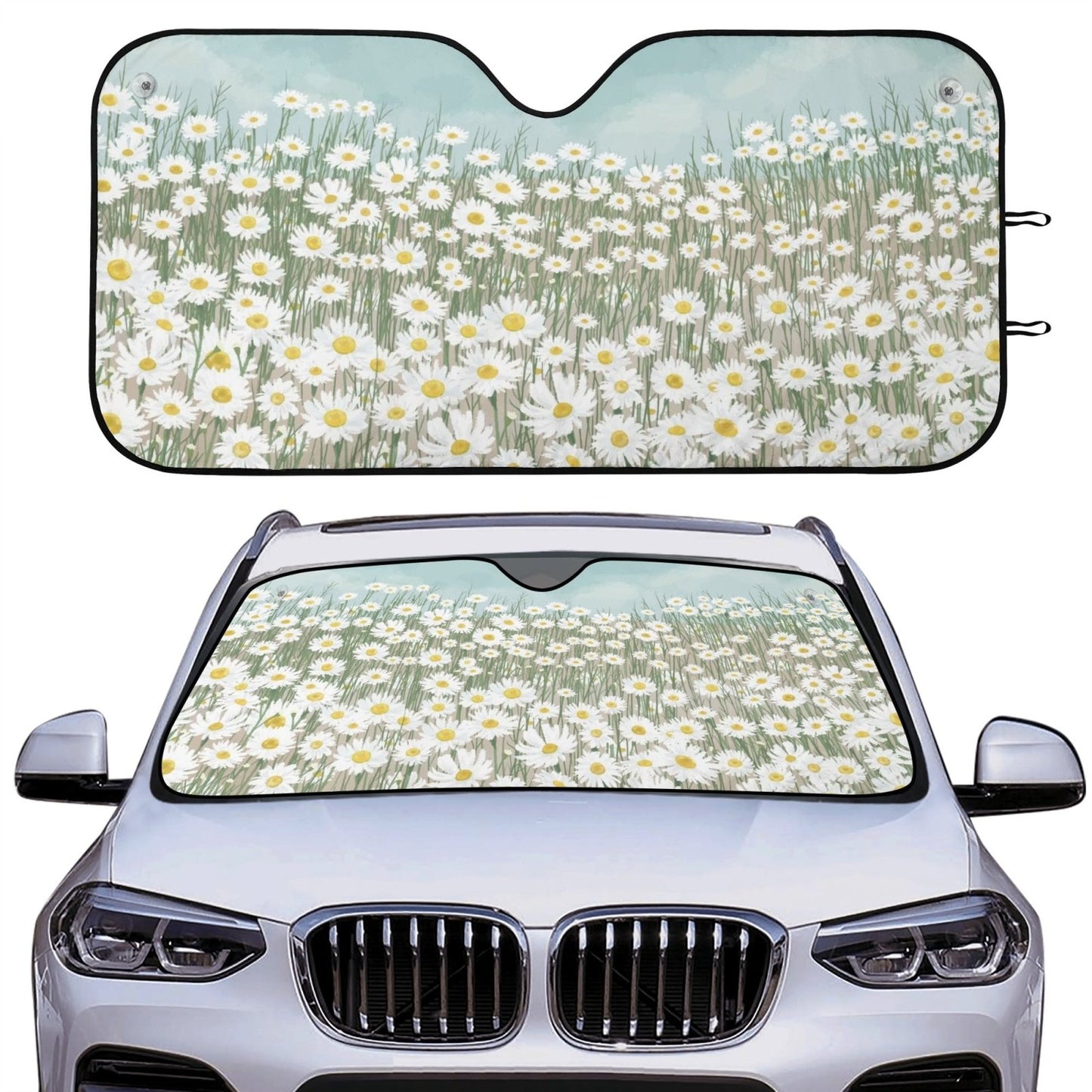 Spring Daisy Blue Sky Cottagecore Car windshield Sun Shade | Sense Forest - sense forest