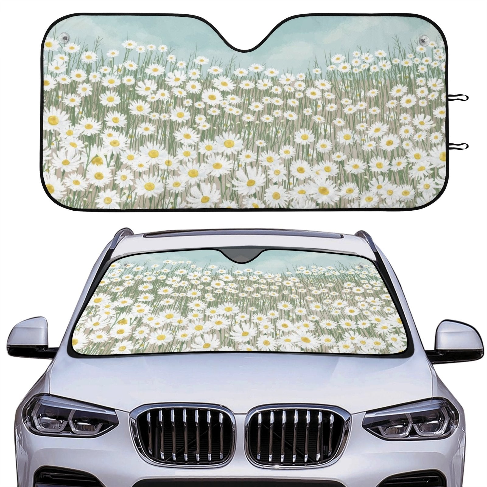 Spring Daisy Blue Sky Cottagecore Car windshield Sun Shade | Sense Forest - sense forest