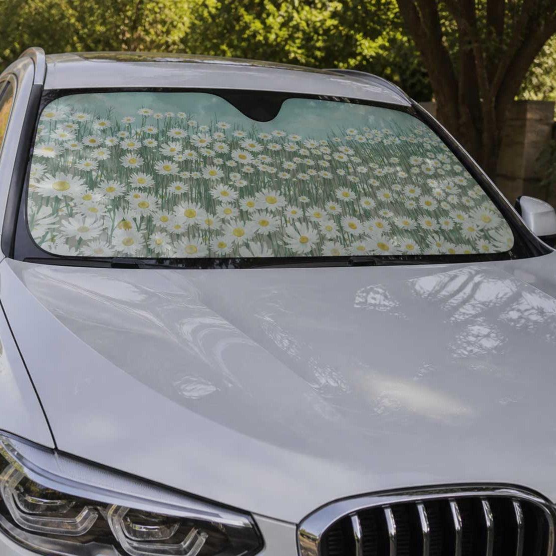 Spring Daisy Blue Sky Cottagecore Car windshield Sun Shade | Sense Forest - sense forest