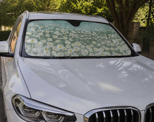 Spring Daisy Blue Sky Cottagecore Car windshield Sun Shade | Sense Forest - sense forest