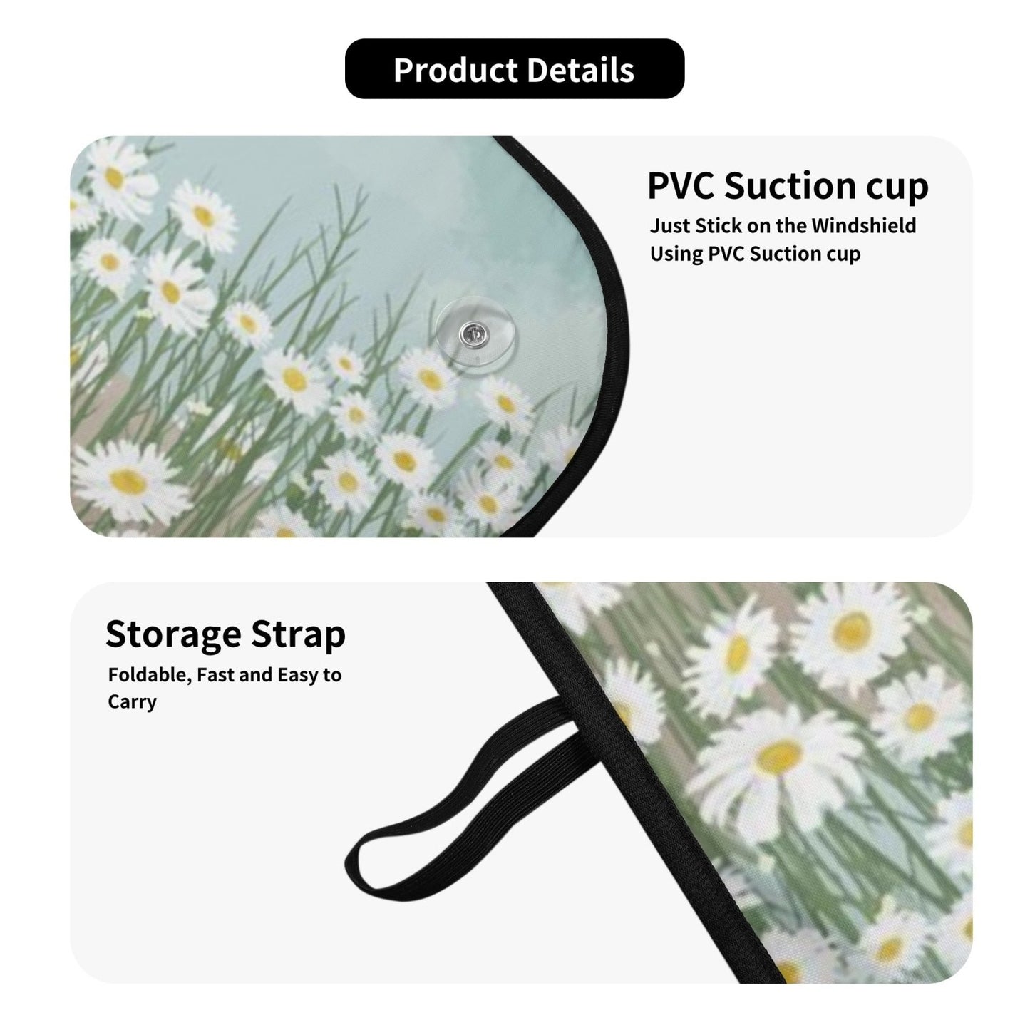 Spring Daisy Blue Sky Cottagecore Car windshield Sun Shade | Sense Forest - sense forest