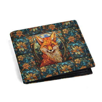 Stained glass Forest Fox Vegan Leather Small Wallet Whimsical gift - sense forest