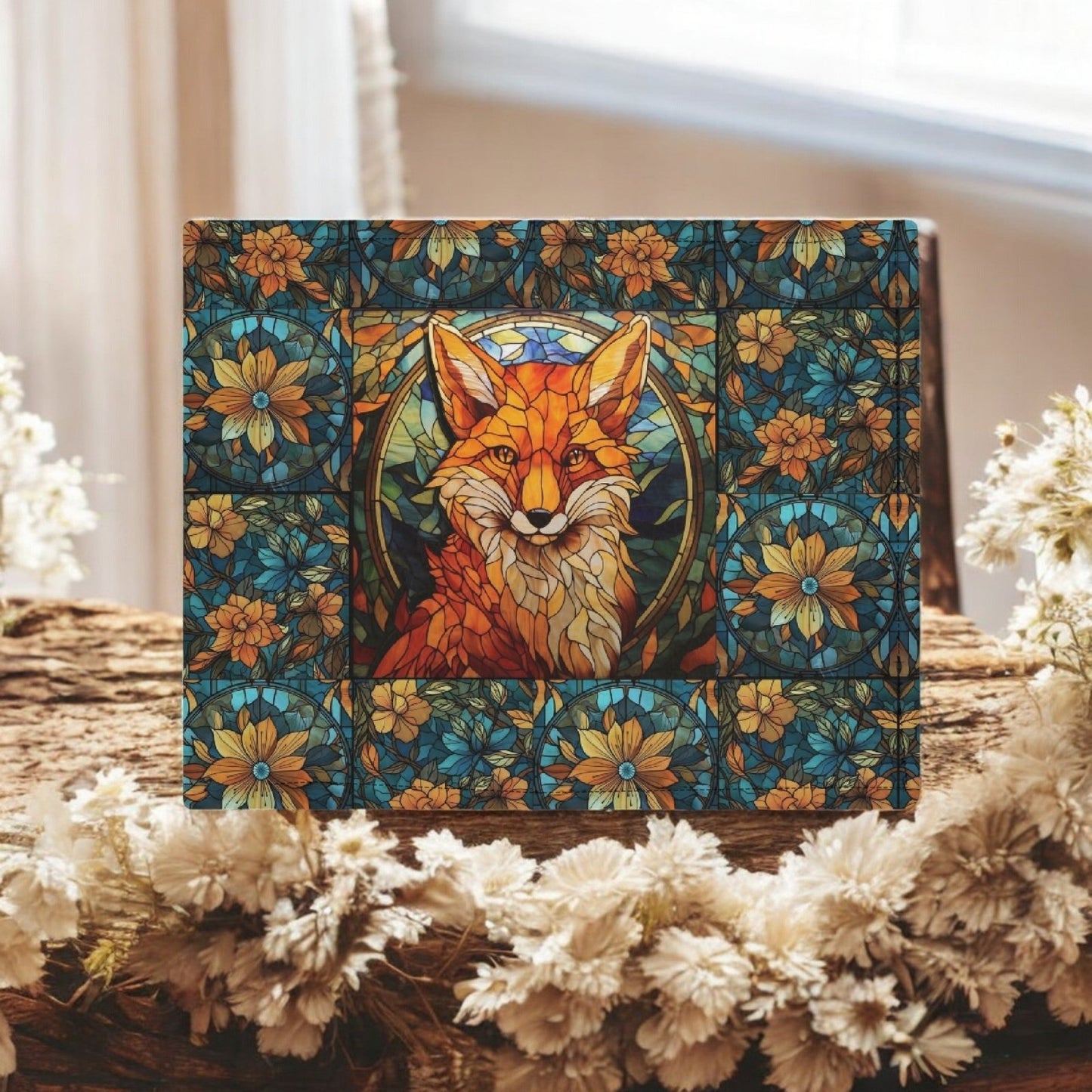 Stained glass Forest Fox Vegan Leather Small Wallet Whimsical gift - sense forest