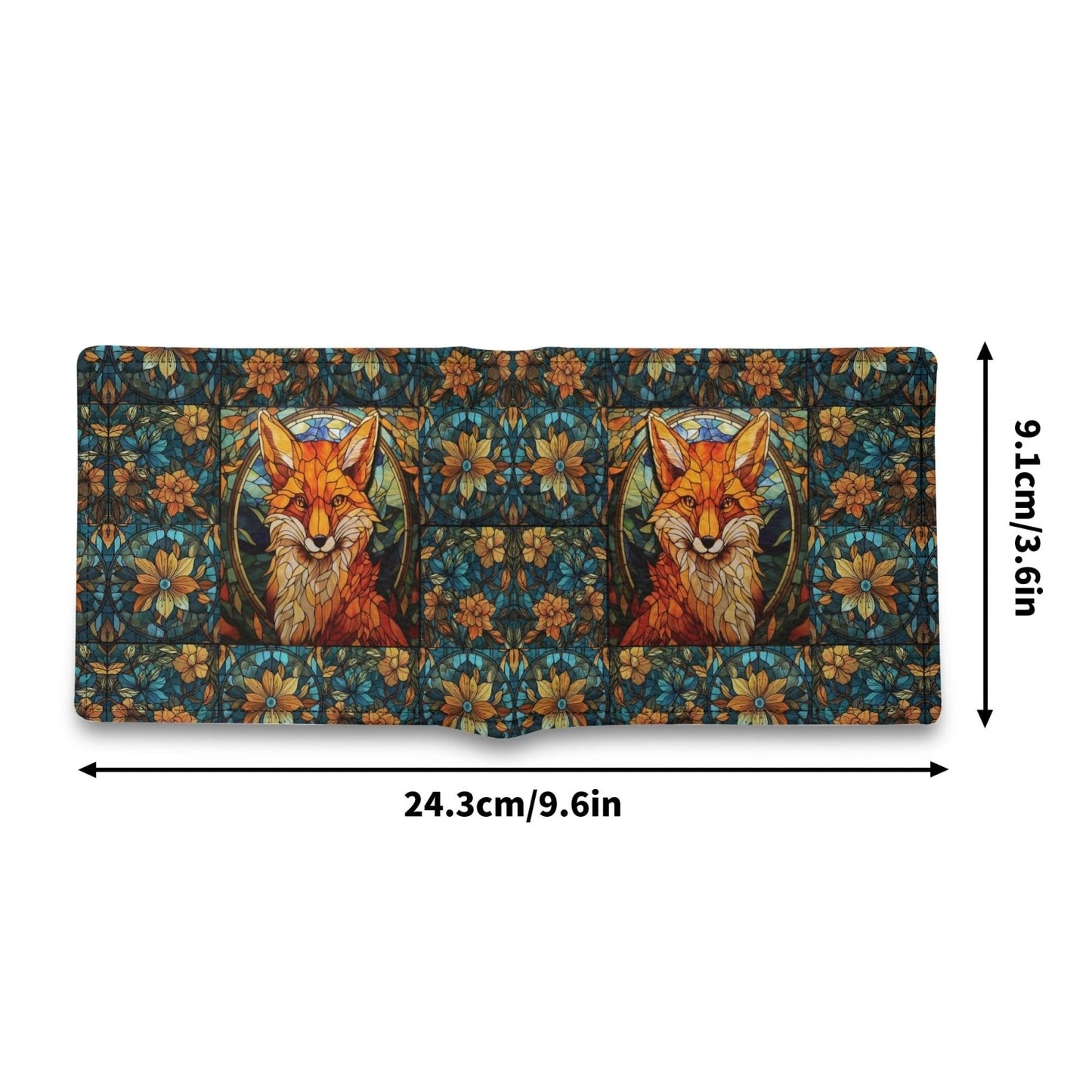 Stained glass Forest Fox Vegan Leather Small Wallet Whimsical gift - sense forest