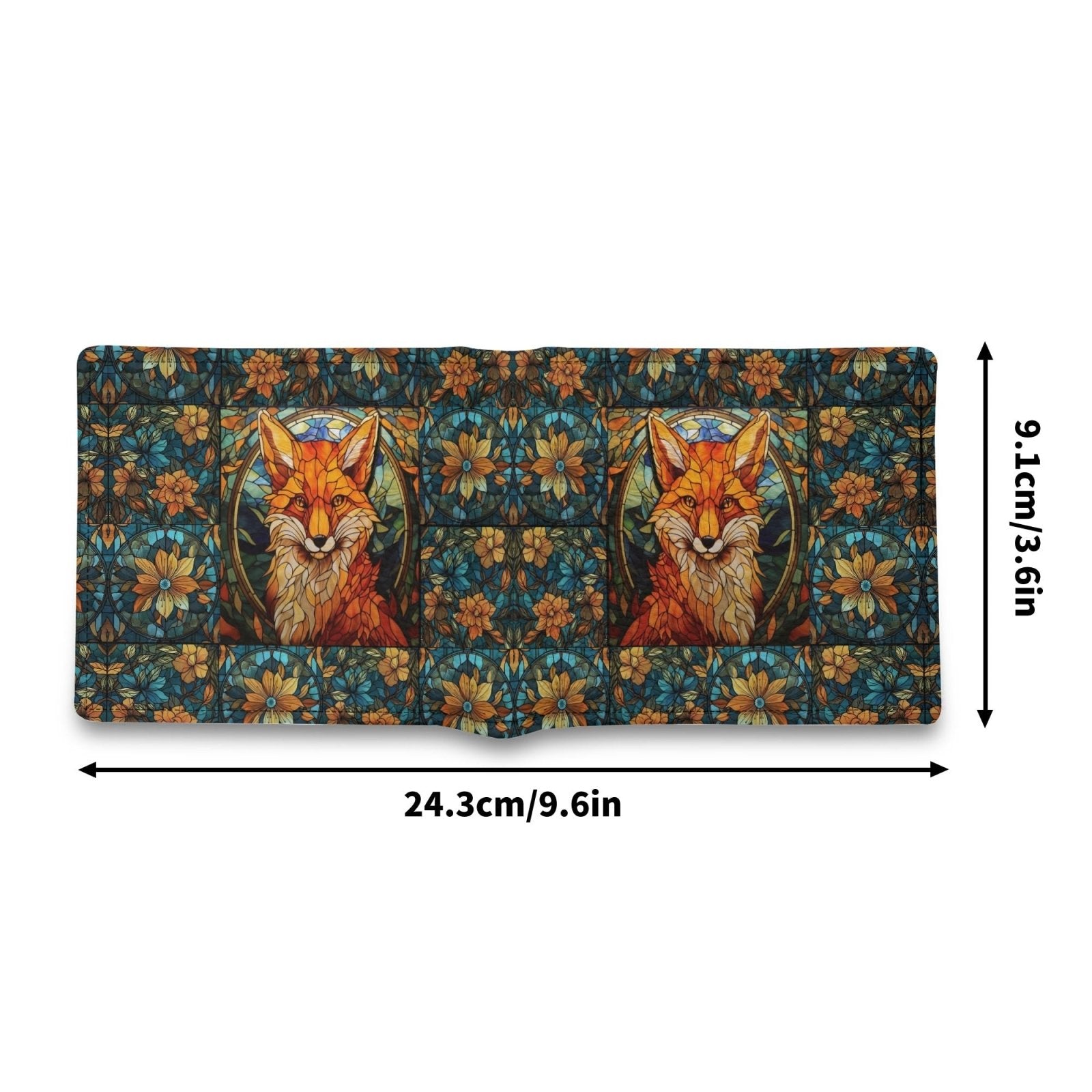 Stained glass Forest Fox Vegan Leather Small Wallet Whimsical gift - sense forest