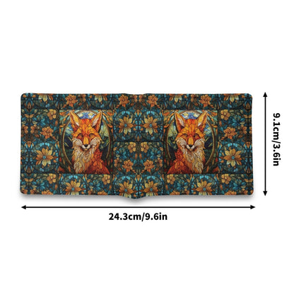 Stained glass Forest Fox Vegan Leather Small Wallet Whimsical gift - sense forest