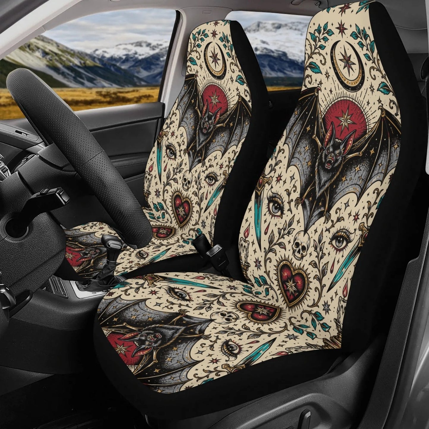 Traditional Vintage tattoo Bat Car Seat Covers Full Set - sense forest