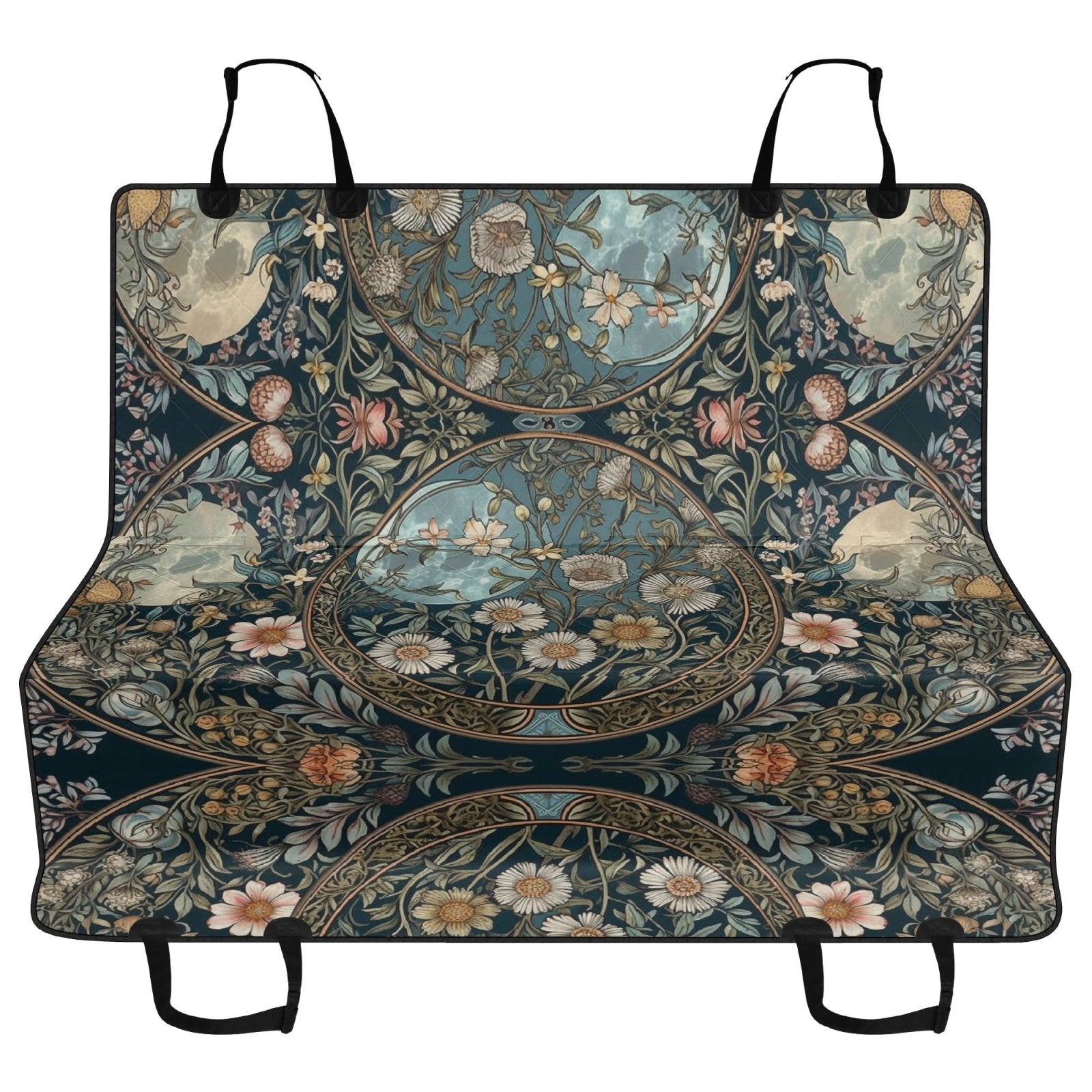 Triple Moon Teal Floral Maximalist Car Pet Seat Covers - sense forest