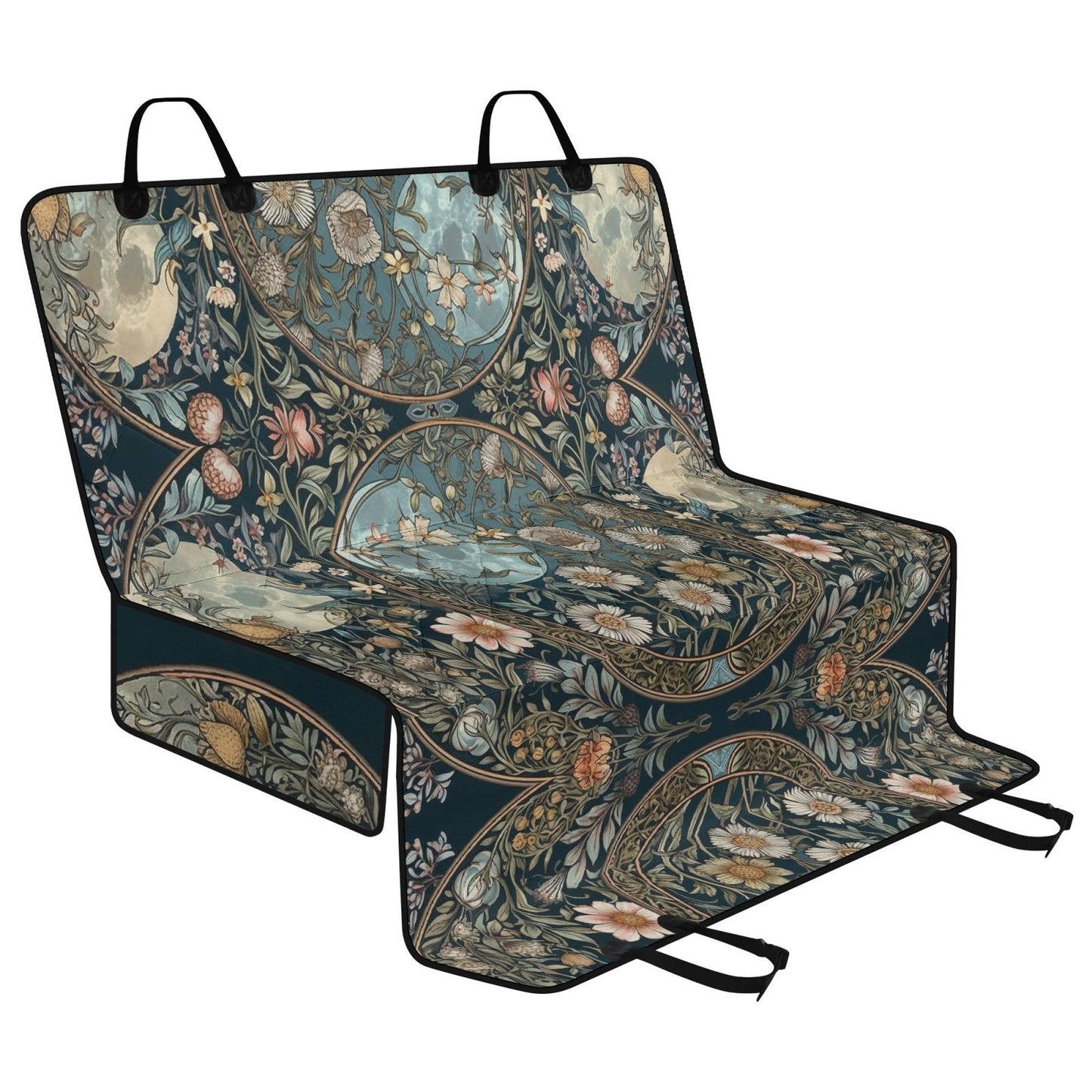 Triple Moon Teal Floral Maximalist Car Pet Seat Covers - sense forest