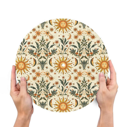 Whimsical boho Sun Moon Star Botanical Turntable mat Slipmat | Sense Forest - sense forest