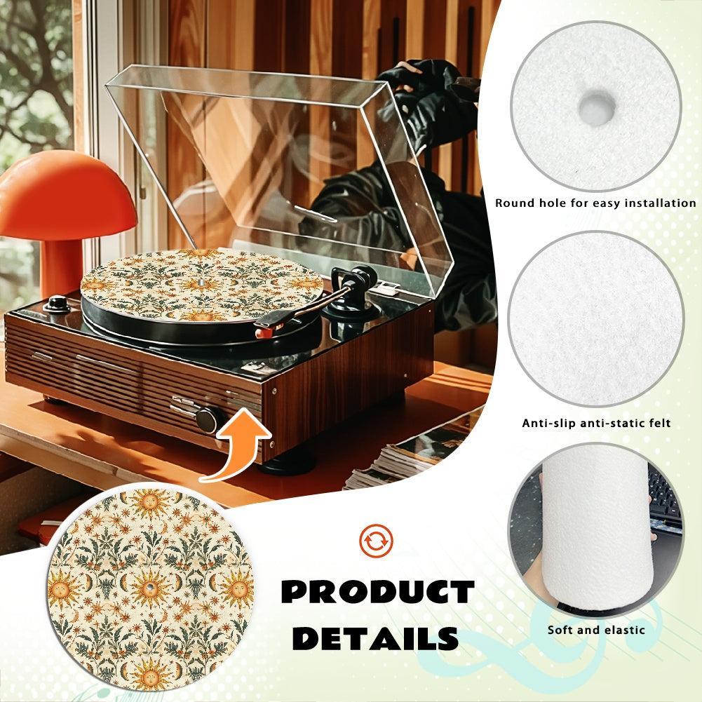 Whimsical boho Sun Moon Star Botanical Turntable mat Slipmat | Sense Forest - sense forest