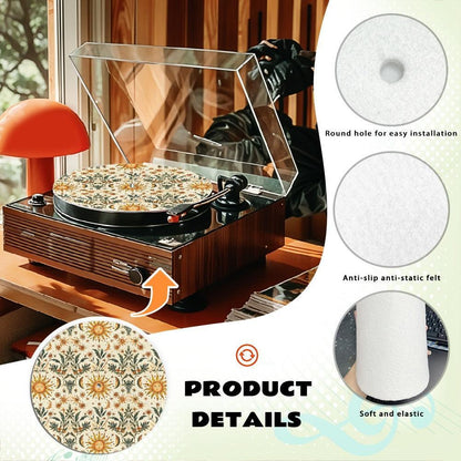 Whimsical boho Sun Moon Star Botanical Turntable mat Slipmat | Sense Forest - sense forest