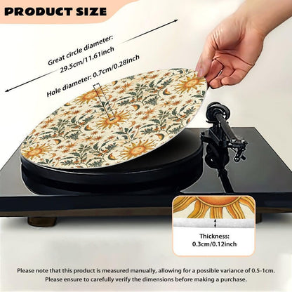Whimsical boho Sun Moon Star Botanical Turntable mat Slipmat | Sense Forest - sense forest