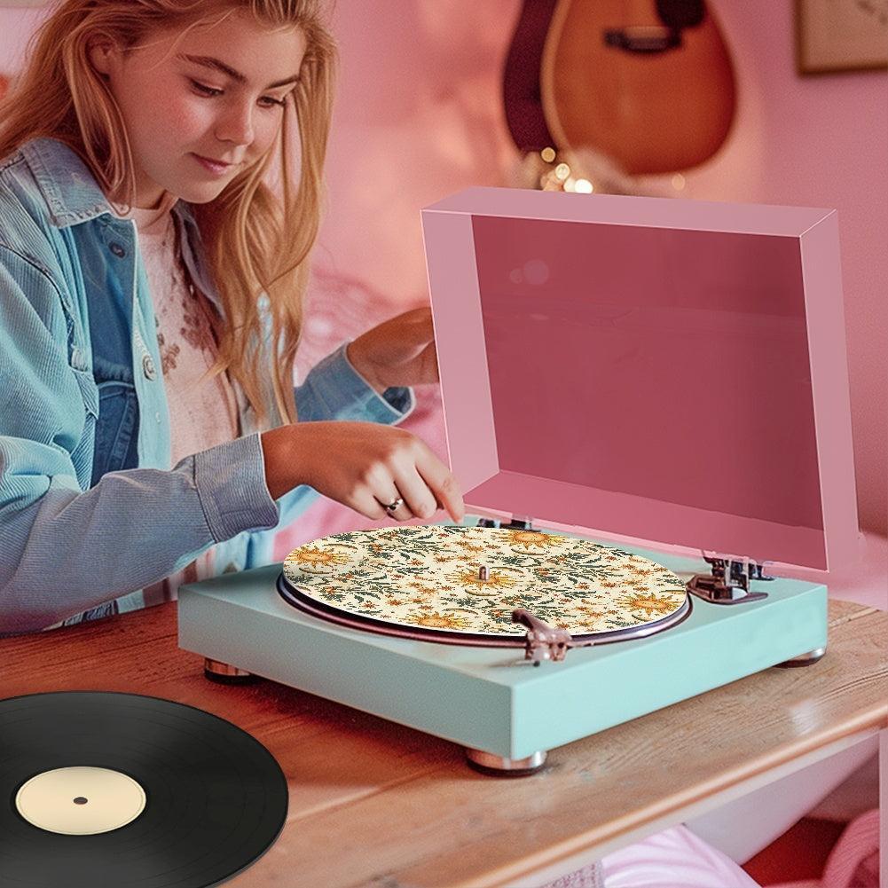 Whimsical boho Sun Moon Star Botanical Turntable mat Slipmat | Sense Forest - sense forest