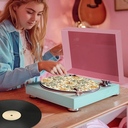 Whimsical boho Sun Moon Star Botanical Turntable mat Slipmat | Sense Forest - sense forest