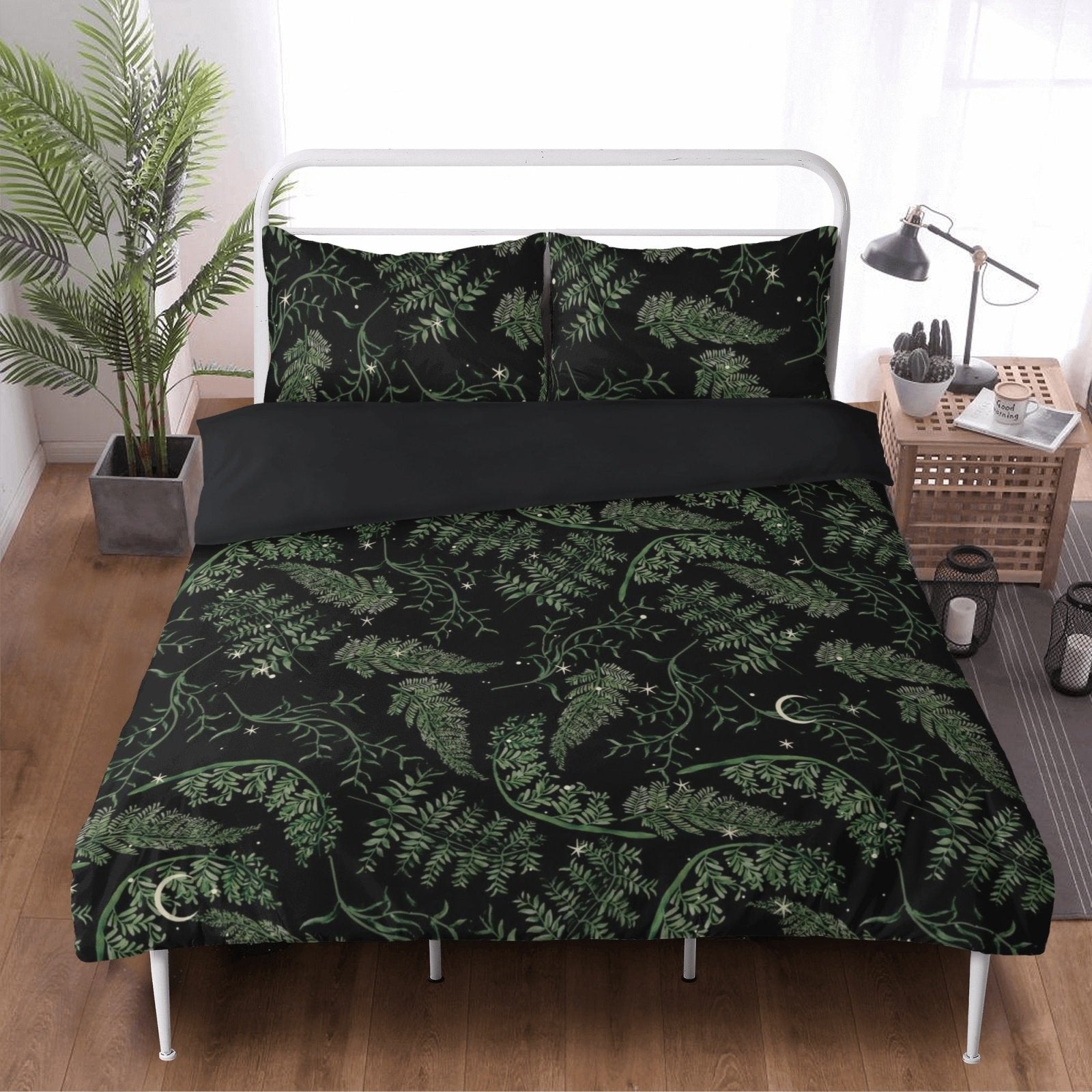 Whimsical Fern Moon Starry night 3 Pcs Beddings - sense forest