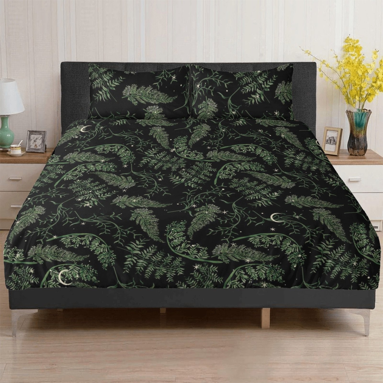 Whimsical Fern Moon Starry night 3 Pcs Beddings - sense forest