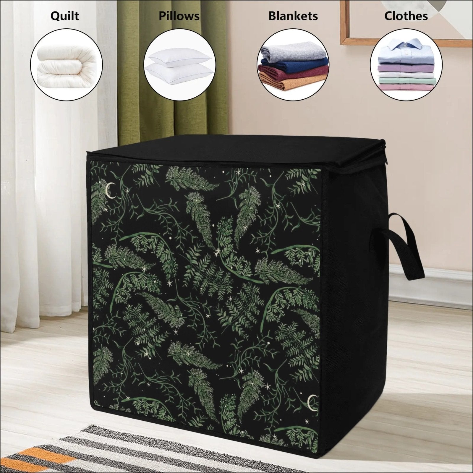 Whimsical Fern Moon Starry Night Duvet Bedding Storage Boxy Bag - sense forest