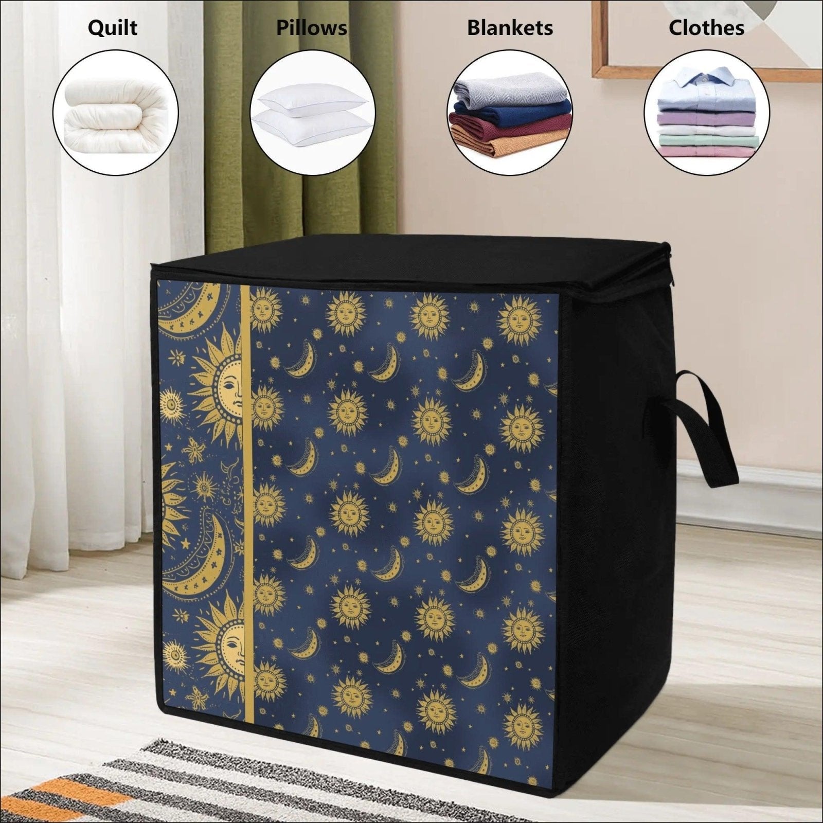 Whimsigoth Celestial Sun Moon Stars Bedding Storage Box Bag - sense forest