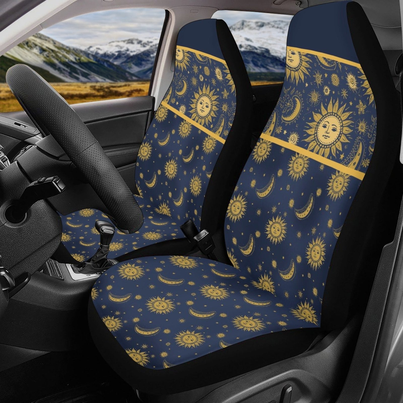 Whimsigoth Sun Moon Stars Car Seat Covers Full Set - sense forest