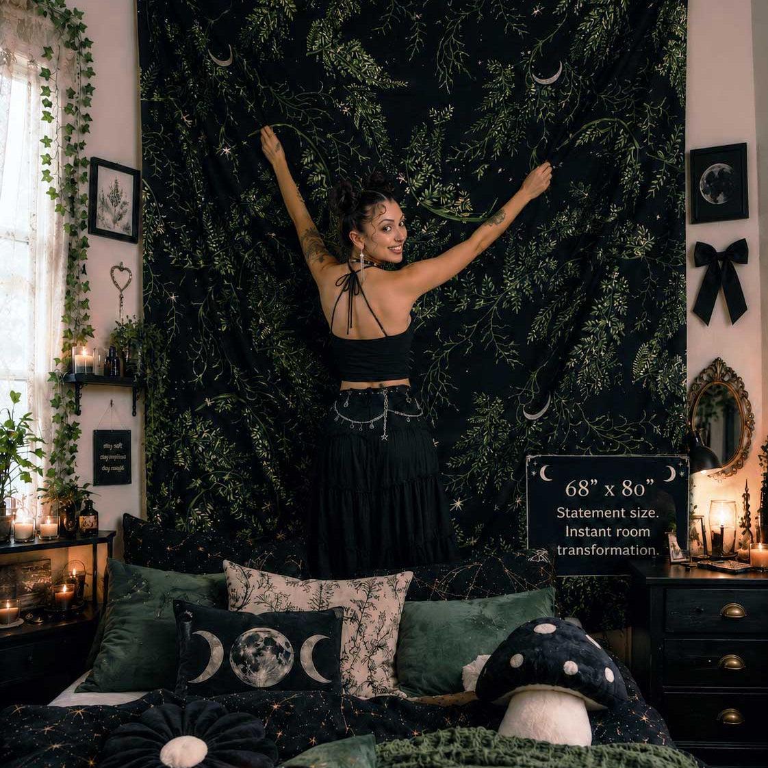 Whimsy Goth forest Celestial Moon wall tapestry - sense forest