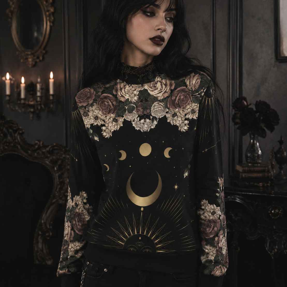Whimsy Rose Moon child Long sleeves shirt - sense forest