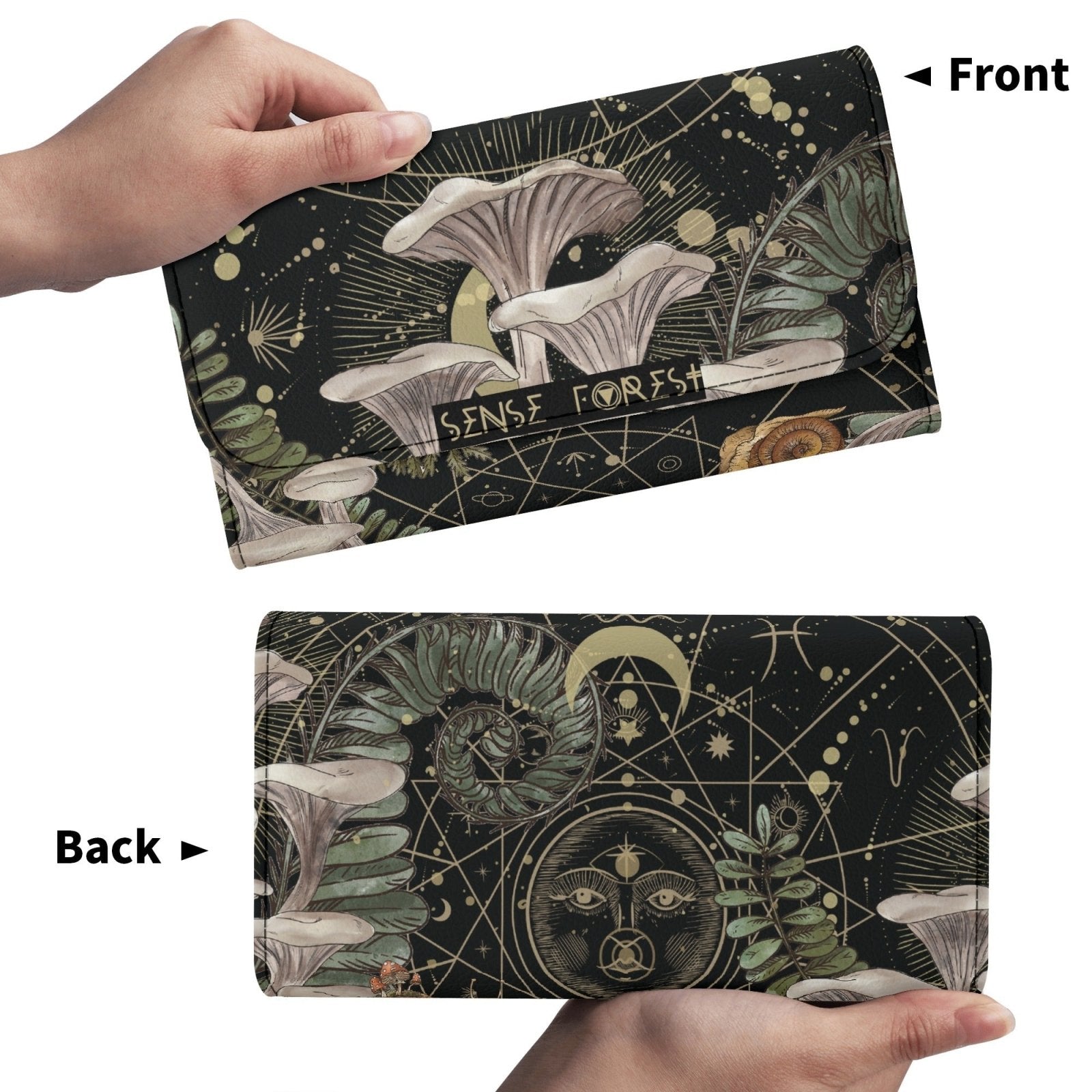 White Chanterelles Mushroom Vegan Leather Trifold wallet | Sense Forest - sense forest