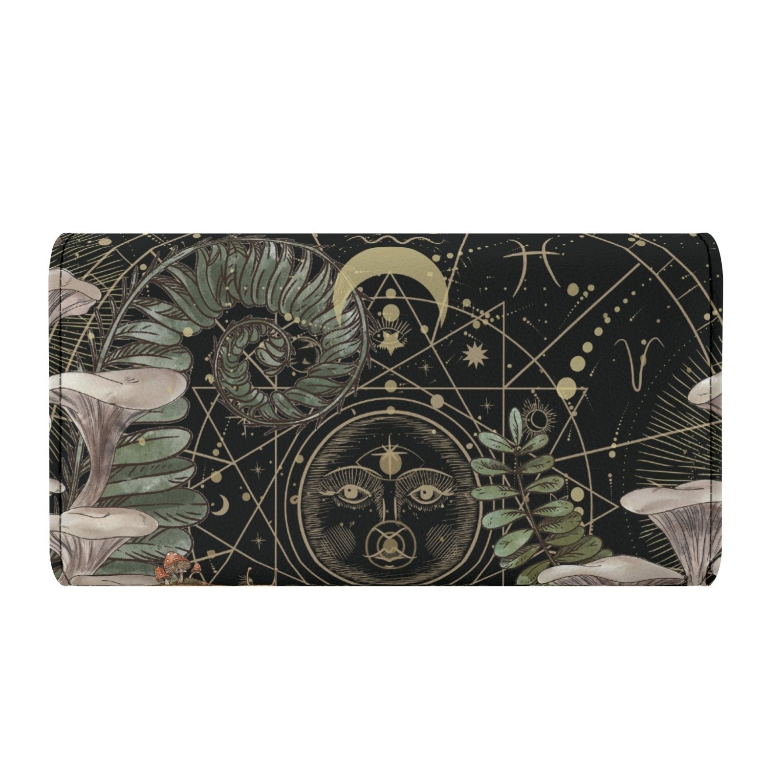 White Chanterelles Mushroom Vegan Leather Trifold wallet | Sense Forest - sense forest