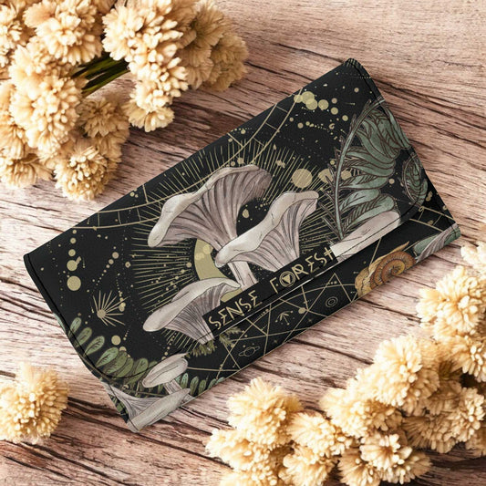 White Chanterelles Mushroom Vegan Leather Trifold wallet | Sense Forest