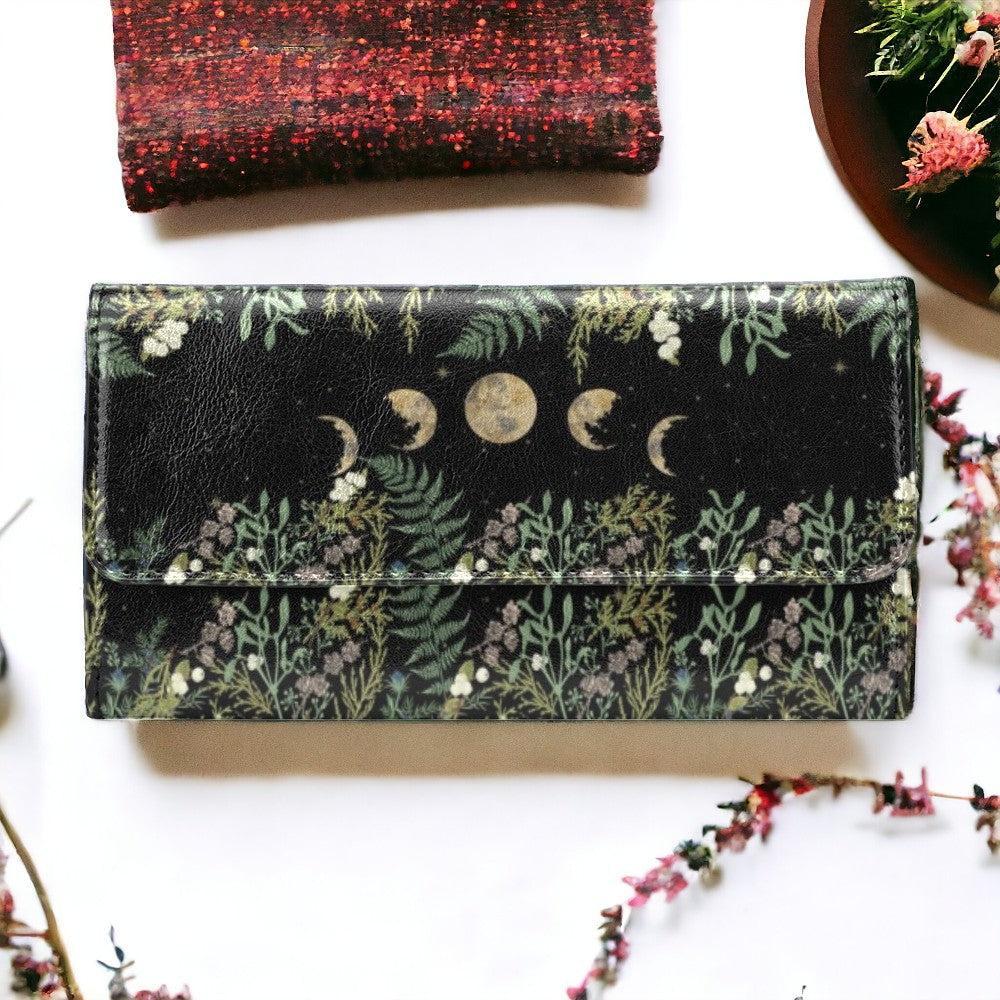 Wild Forest Moon Phase Long clutch wallet - sense forest