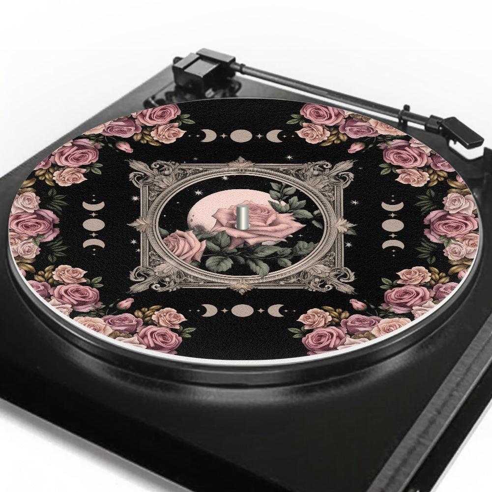 Witch Goth Rose Moon Turntable Slip mat | Sense Forest - sense forest