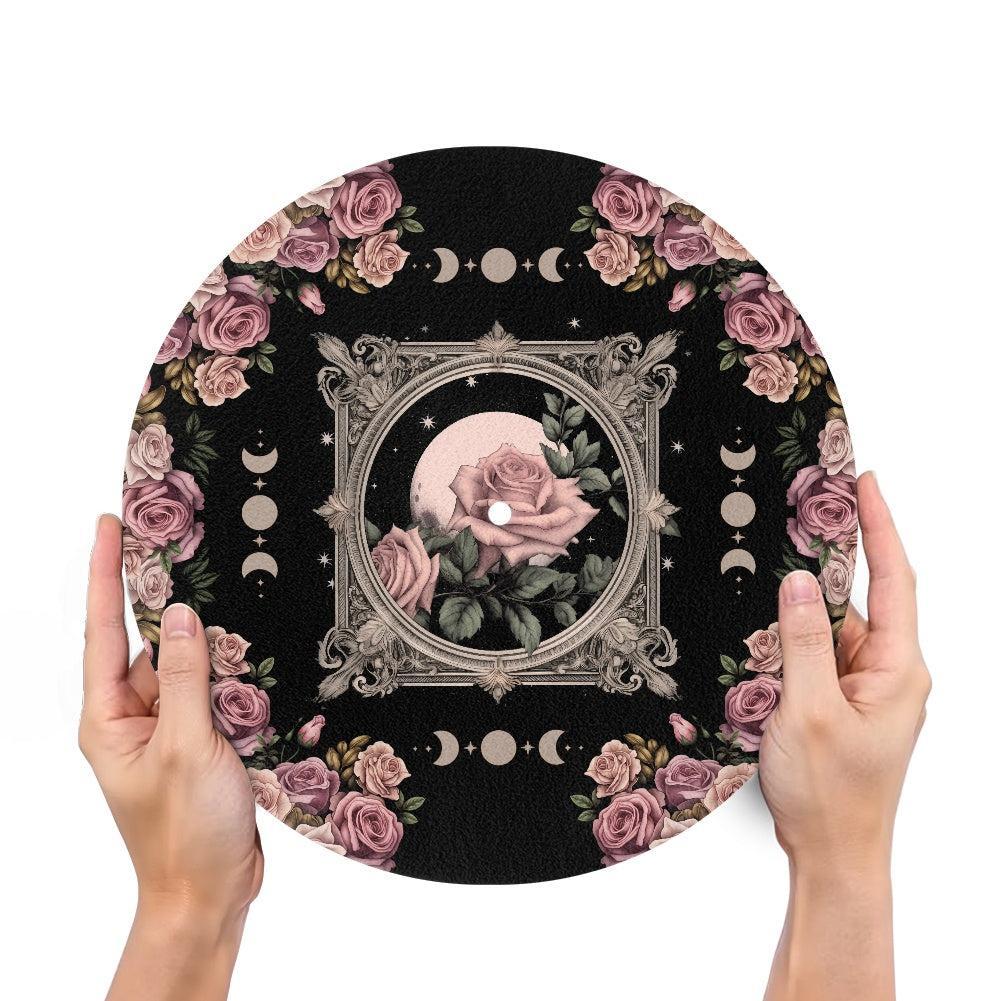 Witch Goth Rose Moon Turntable Slip mat | Sense Forest - sense forest