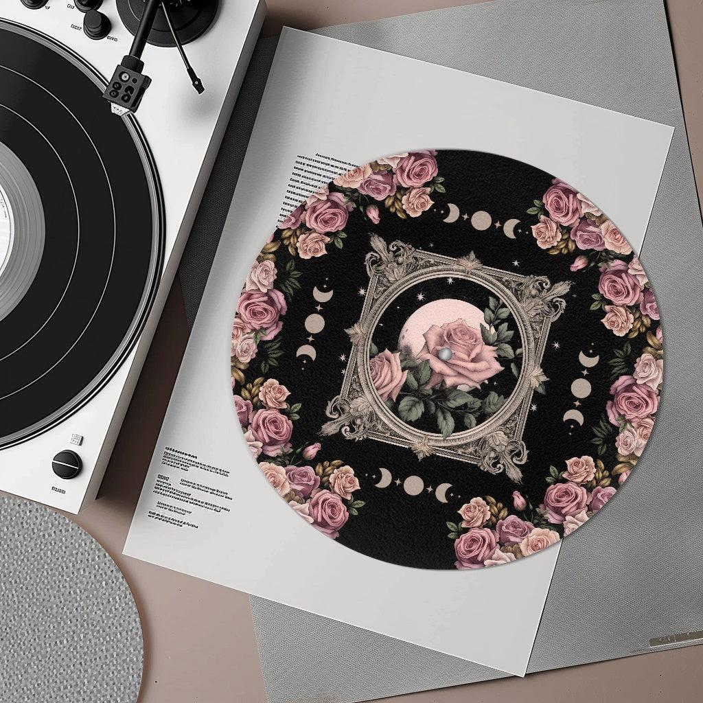 Witch Goth Rose Moon Turntable Slip mat 