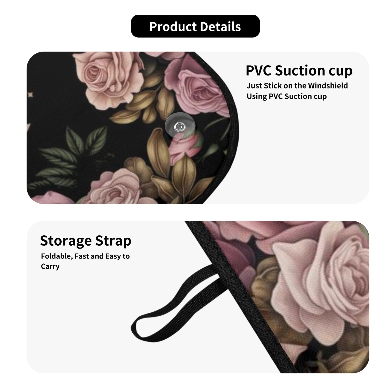 Witchy Moon Rose Car Windshield Sun Shade | Sense Forest - sense forest