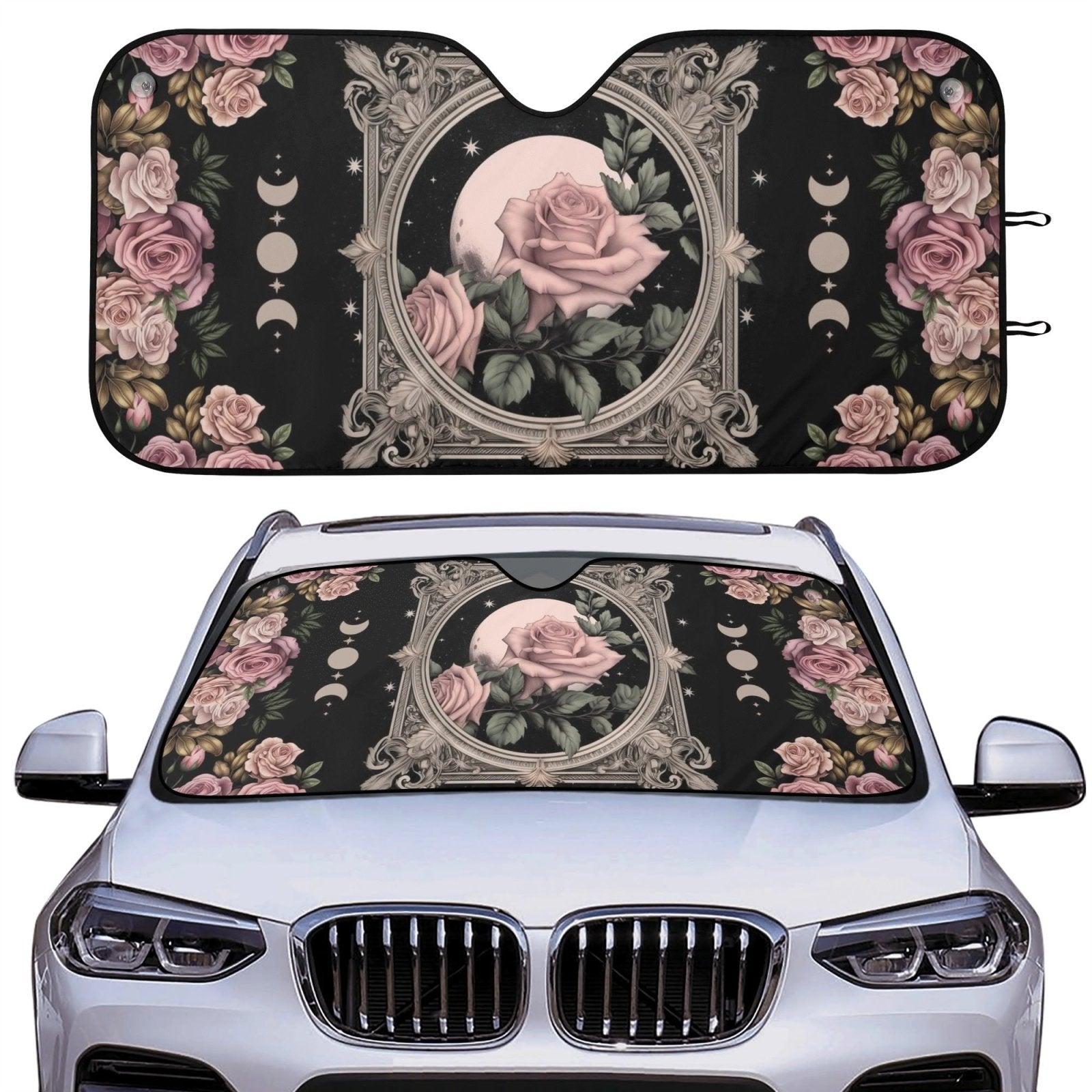Witchy Moon Rose Car Windshield Sun Shade | Sense Forest - sense forest