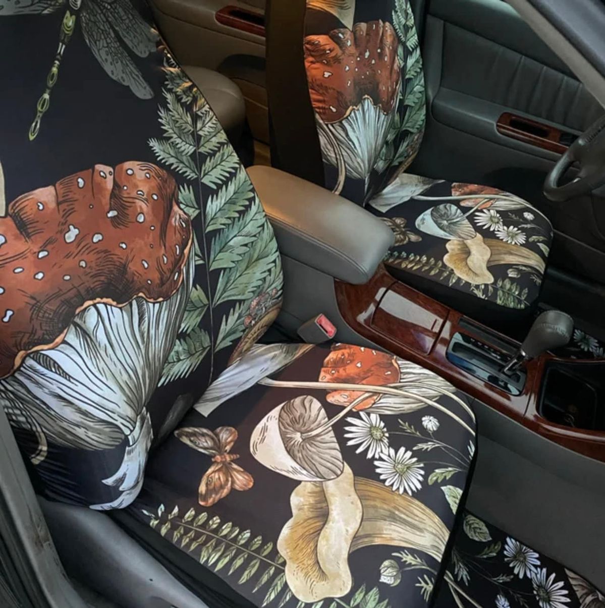Woodland Mushroom Fern Snail Car Seat Cover Set - sense forest