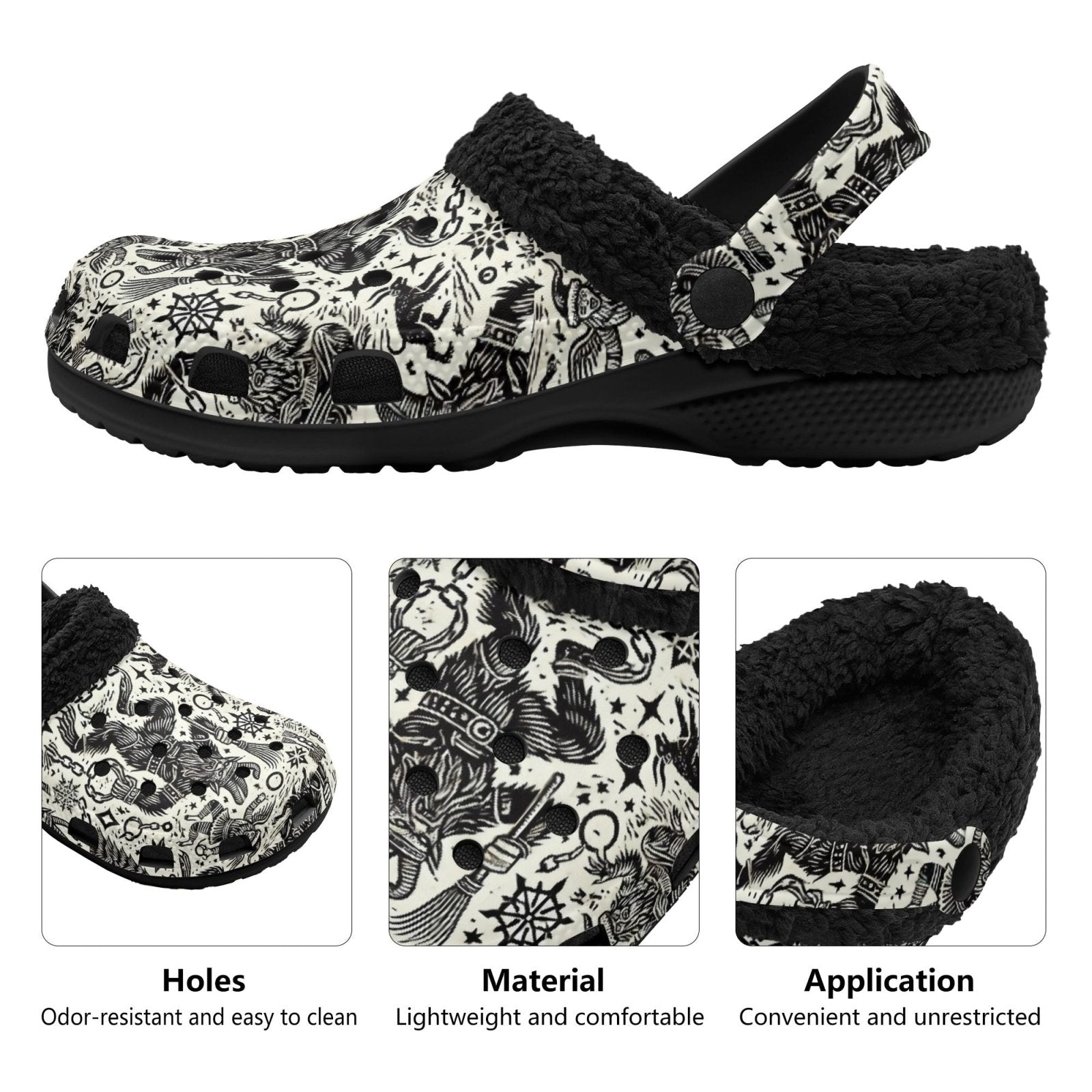 Yule Christmas demon Demon Krampus slippers fur lined Clogs - sense forest