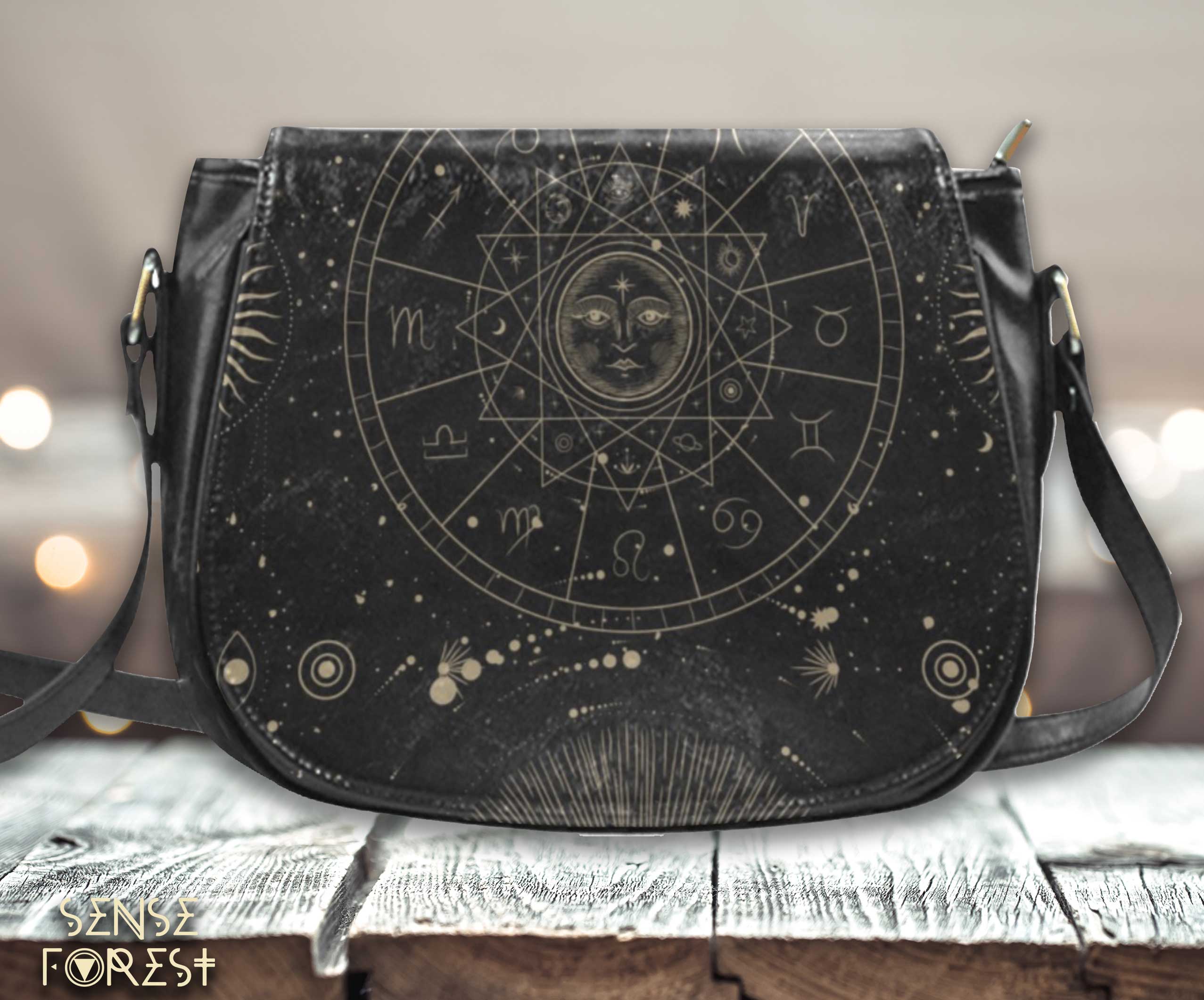 Cottagecore witch Canvas Satchel bag cute vegan leather strap hand bag cheapest goth bag