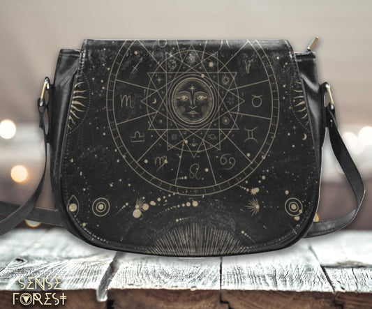 Astrology witch Vegan leather saddle bag