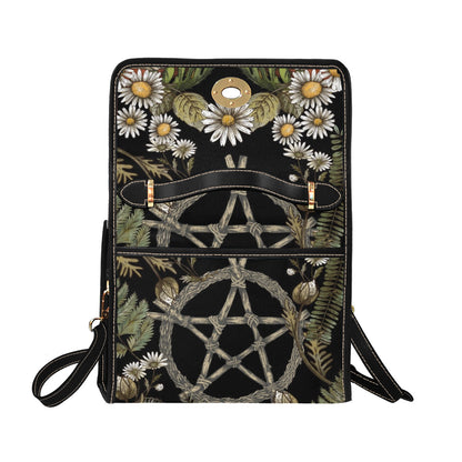 Black Forest Pentagram Daisy cottagecore Canvas Satchel Bag