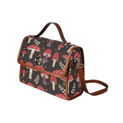 a witchy cottageore red mushroom boxy canvas satchel bag by sense forest