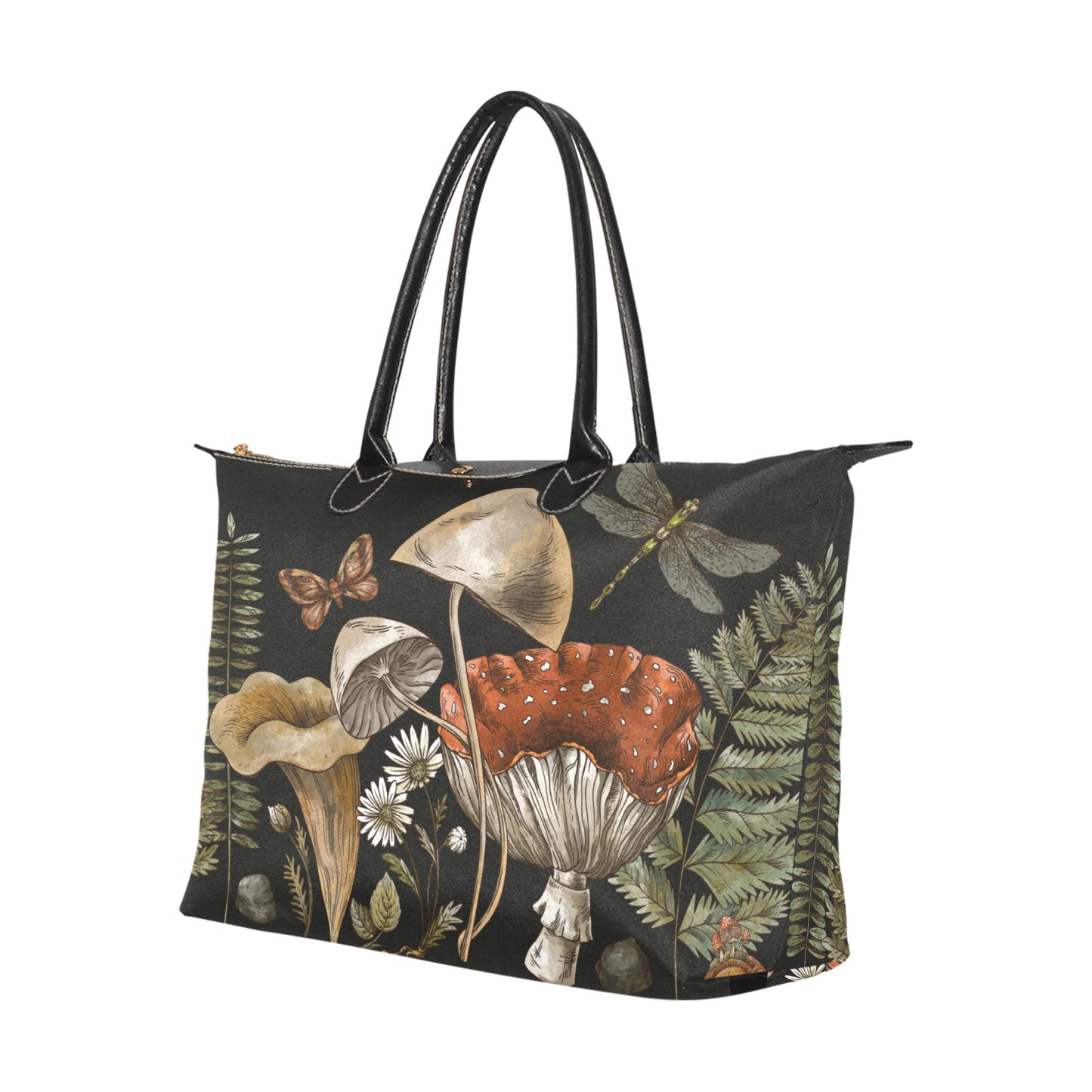 Forest witch mushroom fern cottagecore Women's Classic fabric zip tote Handbag