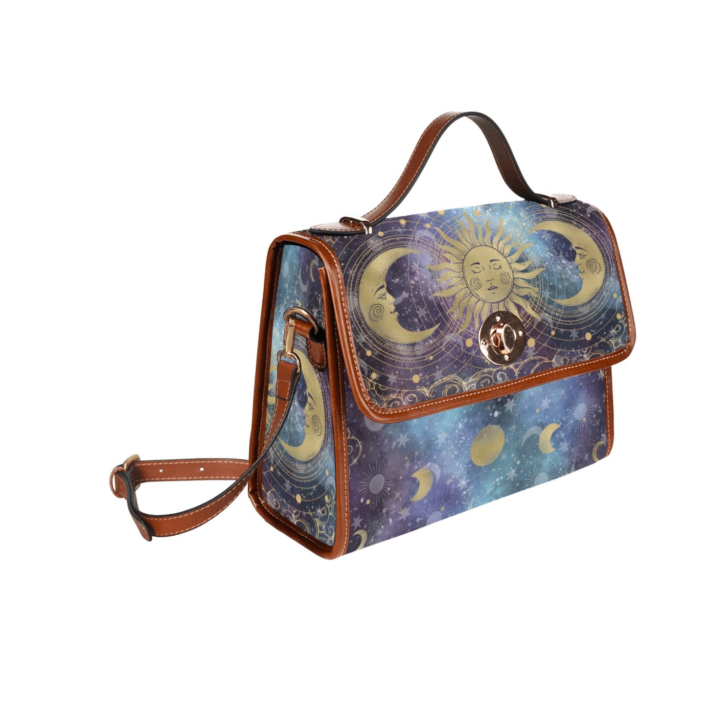 Purple Blue Mystical Celestial sun moon satchel bag