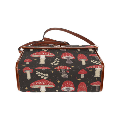 a witchy cottageore red mushroom boxy canvas satchel bag by sense forest