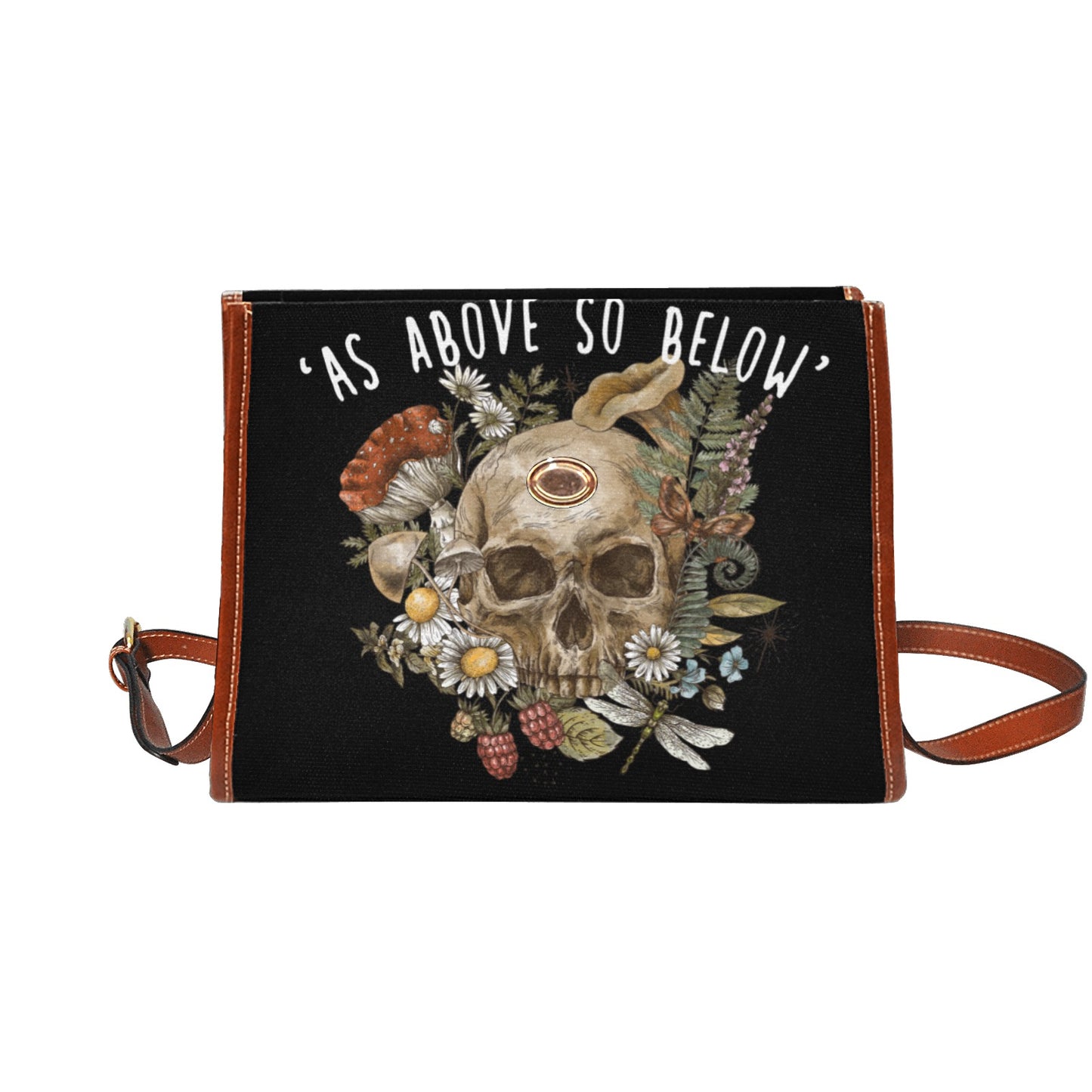 As Above So Below Forest Skull witchy goth Canvas Satchel Bag