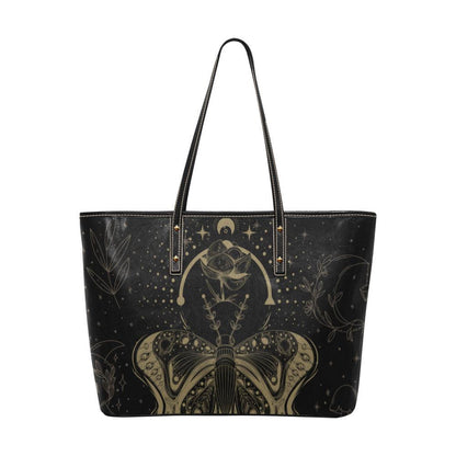 Lotus moth Witch Vegan leather zip tote Bag